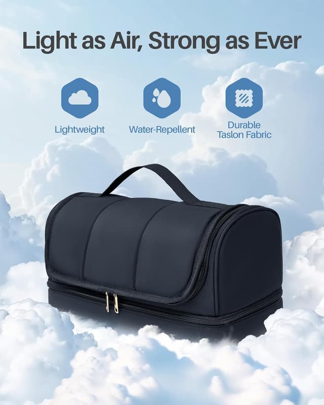 Detalle 2 de Noldena Hänge-Haartrocknertasche für Dyson Airwrap und Shark FlexStyle – wasserabweisender Organizer mit Trennwand, schwarz