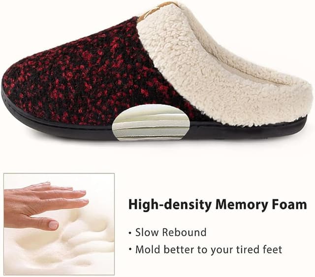 Detalle 1 de ULTRAIDEAS Ladies’ Cozy Memory Foam Slippers with faux plush fleece lining and anti-skid rubber sole