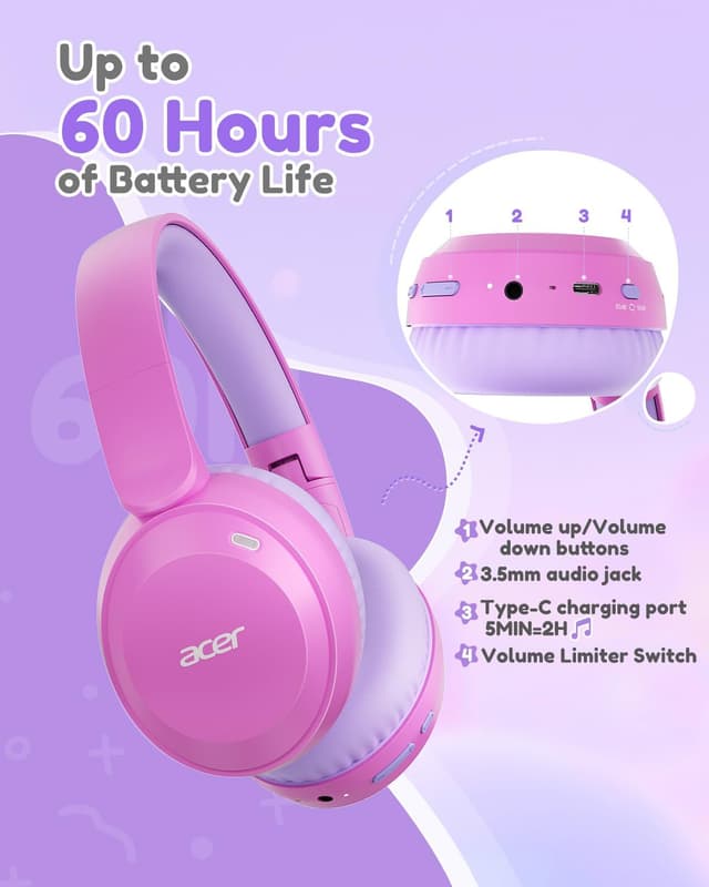 Thumbnail 6 de acer Kids Bluetooth Headphones 60H Playtime
