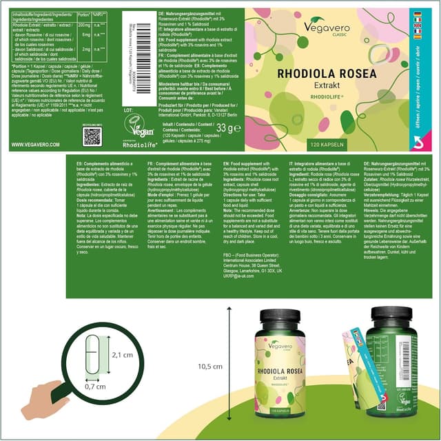 Thumbnail 1 de Vegavero Rhodiola Rosea Kapseln 200 mg