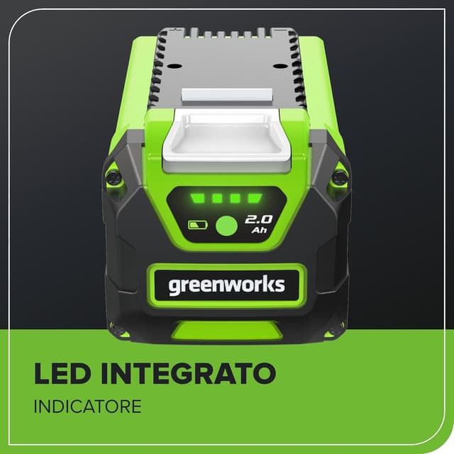 Detalle 2 de Greenworks Batteria 40V 2Ah agli ioni di litio G40B2 con ricarica rapida e indicatore LED