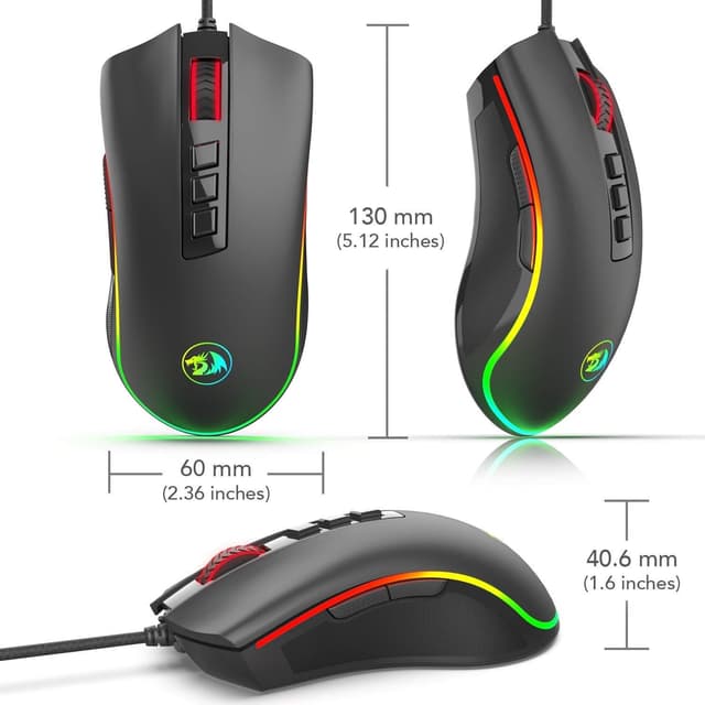 Detalle de Redragon M711 wired gaming mouse with 10,000 DPI and customisable RGB lighting
