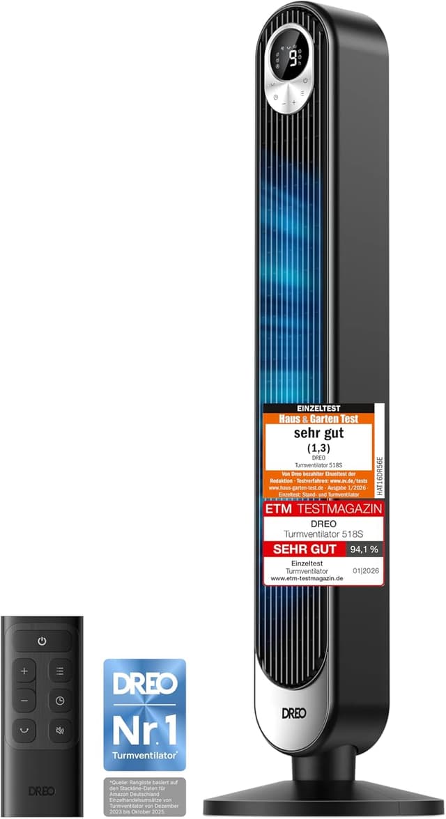 Detalle de DREO Turmventilator DC Motor 12h Timer