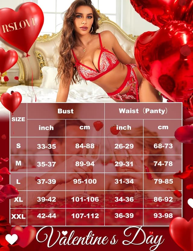 Detalle 1 de RSLOVE Women Lace Garter Lingerie Set