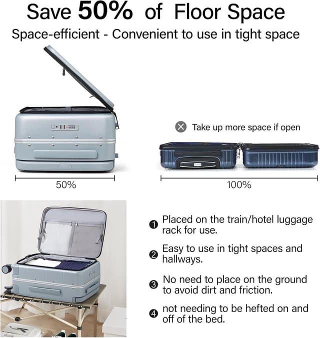 Thumbnail 6 de Hanke Top Opening Carry On Luggage (20 Inch, 40L) — All-PC Hard Shell with Spinner Wheels and TSA-Approved Locks (Grey)