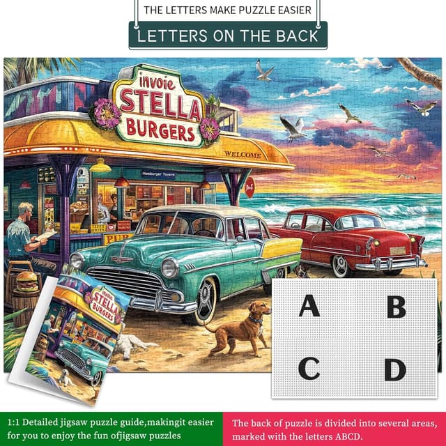 Detalle de Chalzidar Jigsaw Puzzles for Adults — 1000-Piece Seaview Campground Scene (27.5 x 19.7 in)