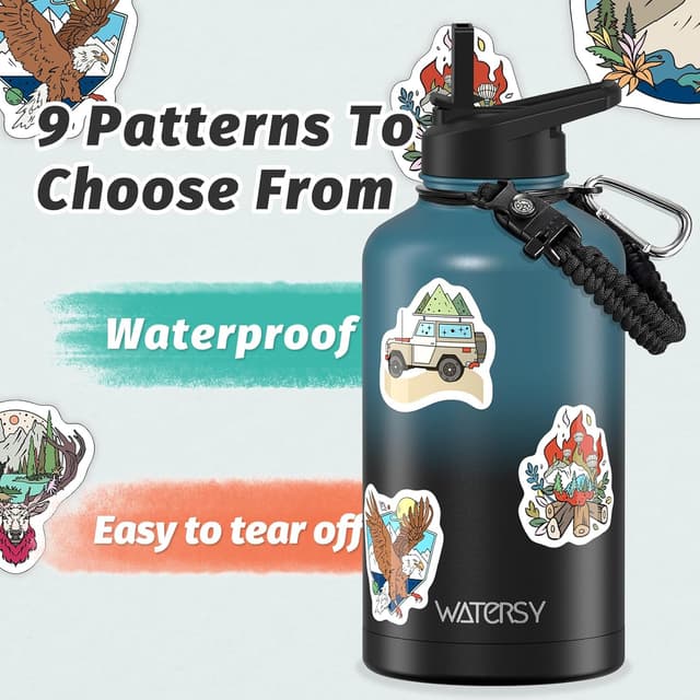 Detalle 2 de WATERSY 64oz Insulated Water Bottle (Cold 48 Hours) — BPA-Free, Leak-Proof Half-Gallon Flask with Straw Lids