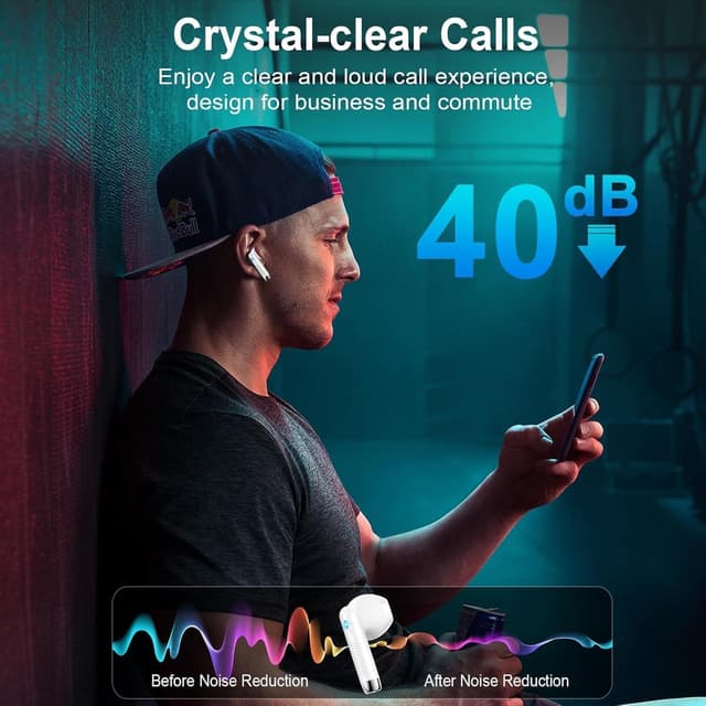 Detalle 2 de Drsaec Cuffie Bluetooth 5.4 Auricolari wireless in-ear con ENC 4 mic, stereo 6D, fino a 42 ore e IP7