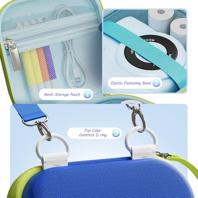 Detalle de ProCase Kid Instant Print Camera Case (Box Only) – Blue, portable hard storage for instant cameras and photo paper