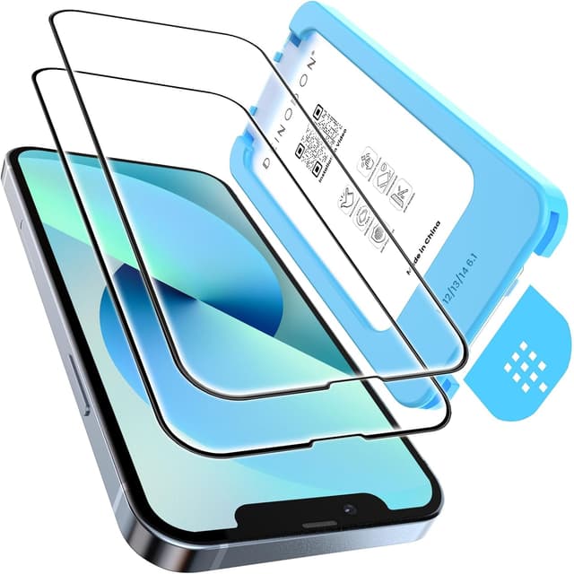 Detalle de DEINODON Panzerglas für iPhone 13 Pro/13/14/16e/17e (Auto-Montage, 9H+ Full Screen) – 2 Stück, blasenfrei