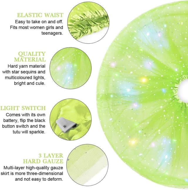 Detalle de URAQT Gonna a Tulle LED per Bambina con 3 modalità di illuminazione