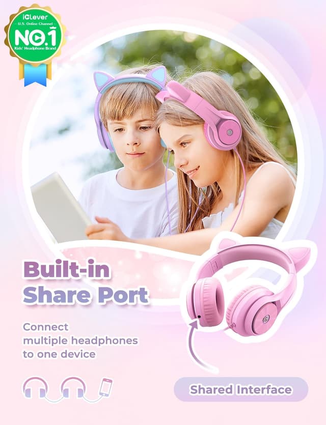 Detalle 2 de iClever Kids Headphones 85 dBA over‑ear