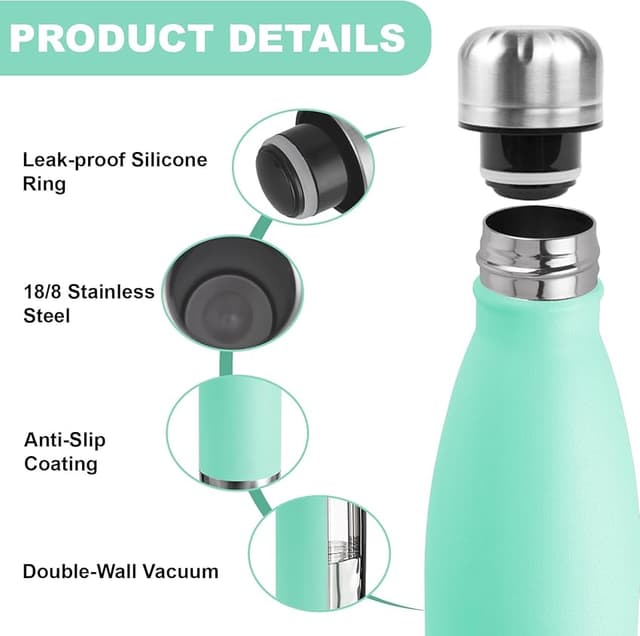 Detalle 2 de Botella Acero Inoxidable 500 ml — Aislamiento al vacío 💧