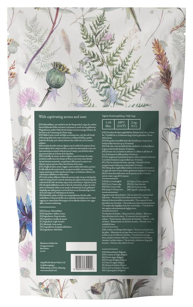 Detalle de Malventee Monte Nativo (300 g) – lose Malvenblätter, schonend getrocknet, ohne Zusatzstoffe