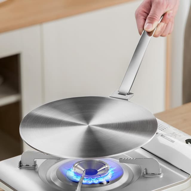 Detalle 2 de shoxil Induktionsadapterplatte (13 cm) mit abnehmbarem Griff – für nicht magnetisches Kochgeschirr