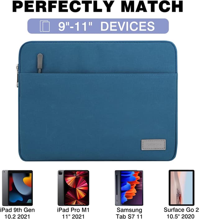 Detalle 2 de MoKo Housse de transport 9-11 pouces pour iPad Air/Pro et tablettes — sac avec fermeture éclair