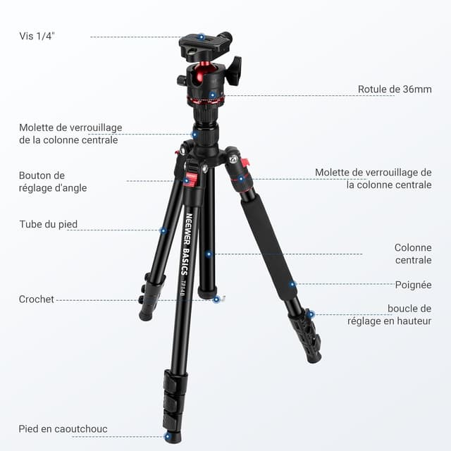 Thumbnail 6 de NEEWER TP14B trépied 72" pour smartphone