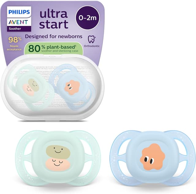 Thumbnail 6 de Philips Avent Ultra Start Orthodontic Soothers (SCF075/13) – BPA-free, soft silicone, sterilising case, 2 pack