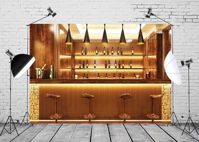 Detalle de BELECO 2.1 x 1.5m fabric bar backdrop (polyester) for photography, pub & speakeasy style sets