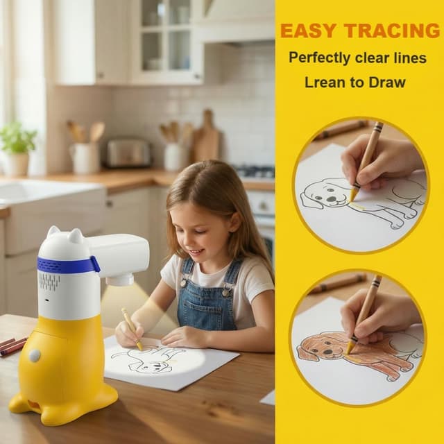 Detalle de Yoturetoys KI Zeichenprojektor für Kinder – smarte Malmaschine mit Foto-zu-Skizze & Sprachausgabe (Mint)