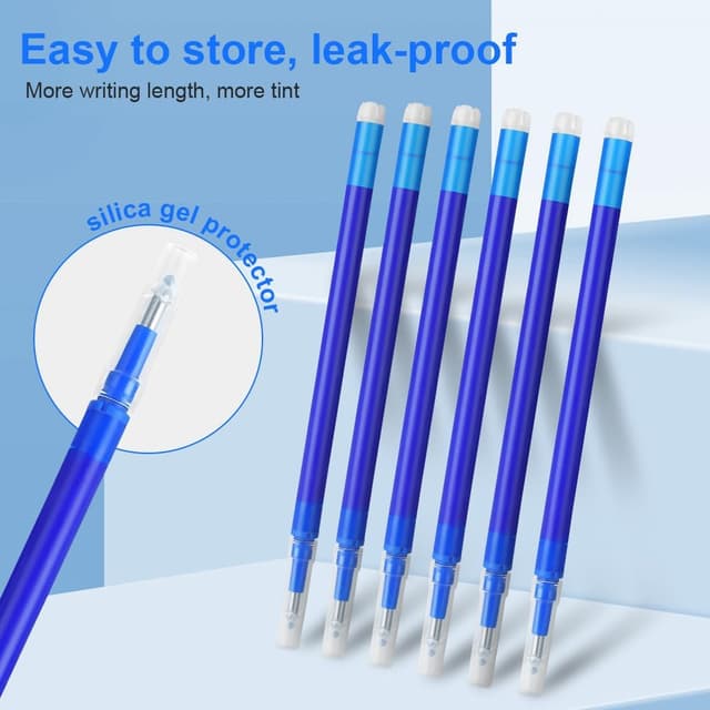 Detalle de Vicloon recharge pour stylo gel effaçable (12 recharges) pointe 0,7 mm, bleu