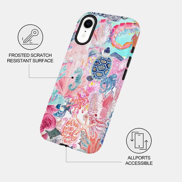 Detalle de TUUTPU Hybrid-Hülle für iPhone XR mit 2-Lagen-Schutz und Schildkrötenmuster