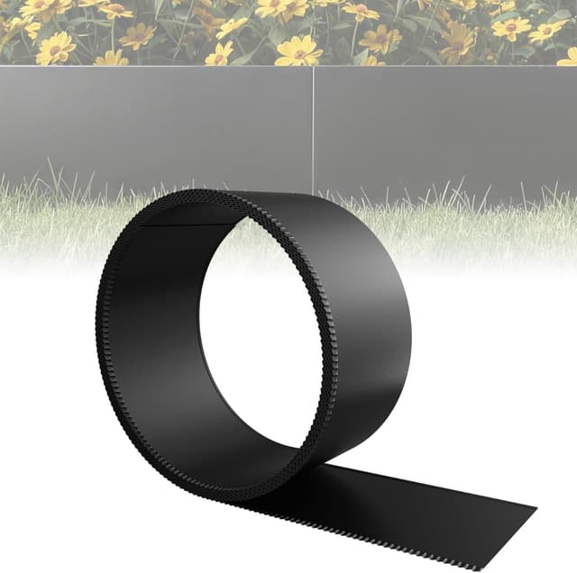 Detalle de ACXIN Metall-Rasenkante 15 cm hoch (verzinkt) – Rasenkanten für Mähkante und Baumring, schwarz, 10 m