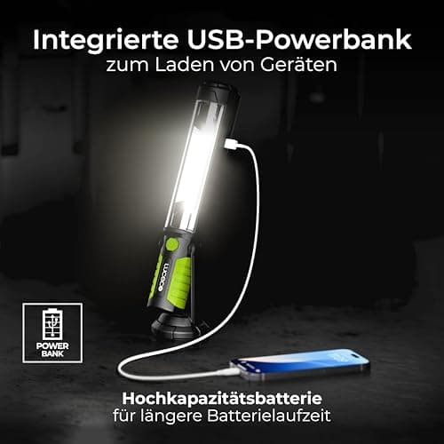 Thumbnail 4 de Luceco Linterna LED Inclinable con Power Bank USB, 2 Modos de Luz, Recargable, Luz de Inspección, Negro, IK05, 5W, 450lm, 6500K, LILT45T65