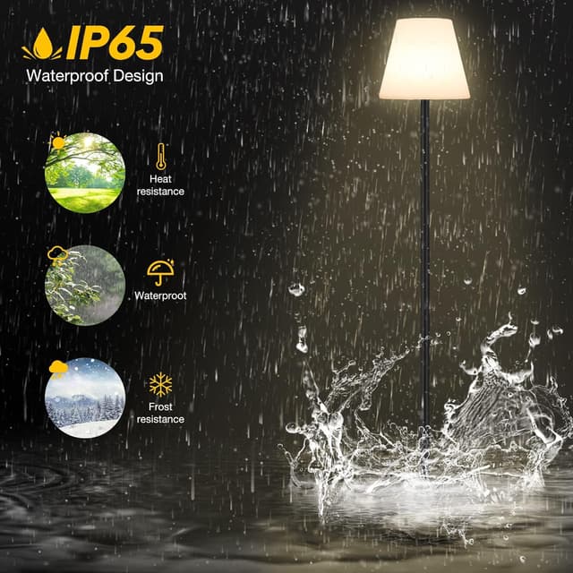 Detalle de Licmic Solar-Stehlampe für den Außenbereich mit Lichtsensor, dimmbar (warmweiß) und RGB, kabellos & USB-aufladbar