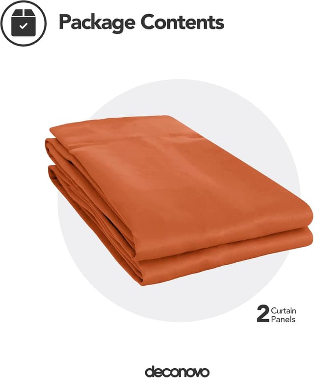 Detalle de Deconovo Eyelet Blackout Curtains (Thermal, Energy Saving) – Orange, 2 Panels (Eyelet Ready to Hang)