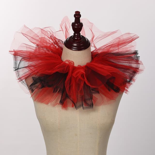 Detalle 2 de Blessume Victorian Ruffle Collar Renaissance Mesh Clown Collar (Layered Neck Ruff)