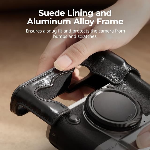 Detalle de SMALLRIG X-T30 III Halbledertasche 5669 mit Schultergurt und Auslöserkappe (für FUJIFILM X-T30 / X-T30 II / X-T30 III) – Schwarz