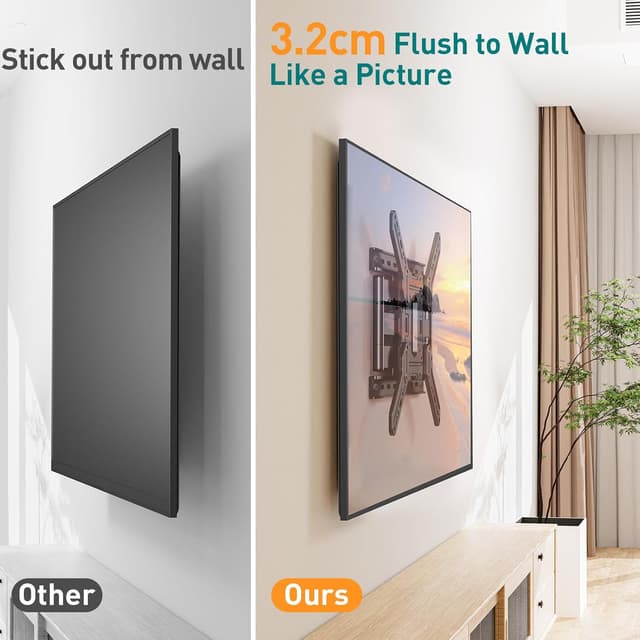 Detalle de ELIVED Support mural ultra fin pour téléviseurs de 26 à 60 pouces (pivotant et inclinable) VESA max 400 x 400 mm