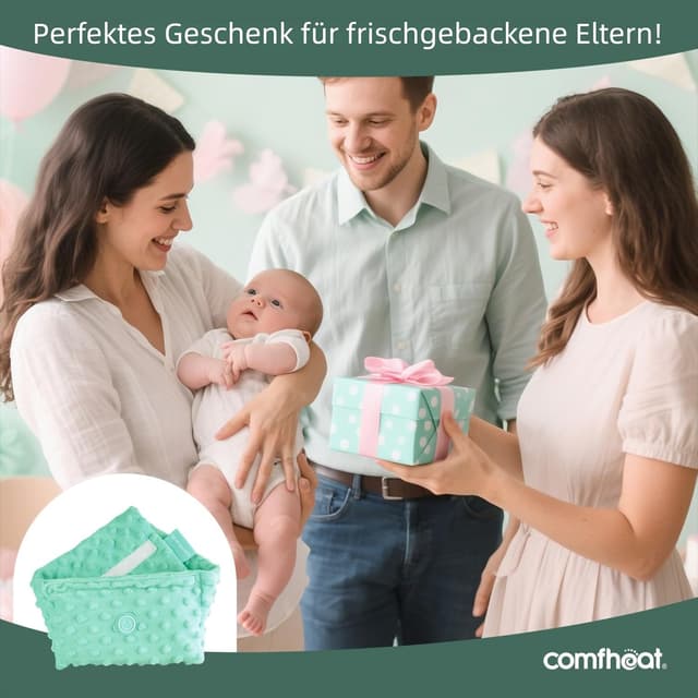 Detalle de comfheat Koliken- & Gas-Relief Bauchwickel mit Leinsamen – beheizbares Tummy Wrap für Neugeborene & Kleinkinder (0–3 Jahre, Grün)