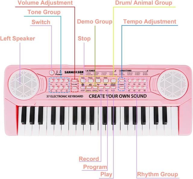 Thumbnail 3 de Shayson 37-Key Kids Keyboard with Microphone 🎹