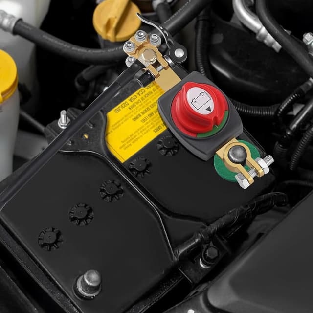 Detalle de TZEKING Batteriehauptschalter (2er-Set) für DC 12–48V – Trennschalter zum Isolieren der Auto-, Motorrad- und Marine-Batterie