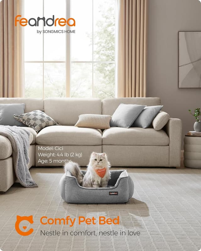 Detalle de Feandrea Dog Bed linen-look 60 x 50 x 21 cm