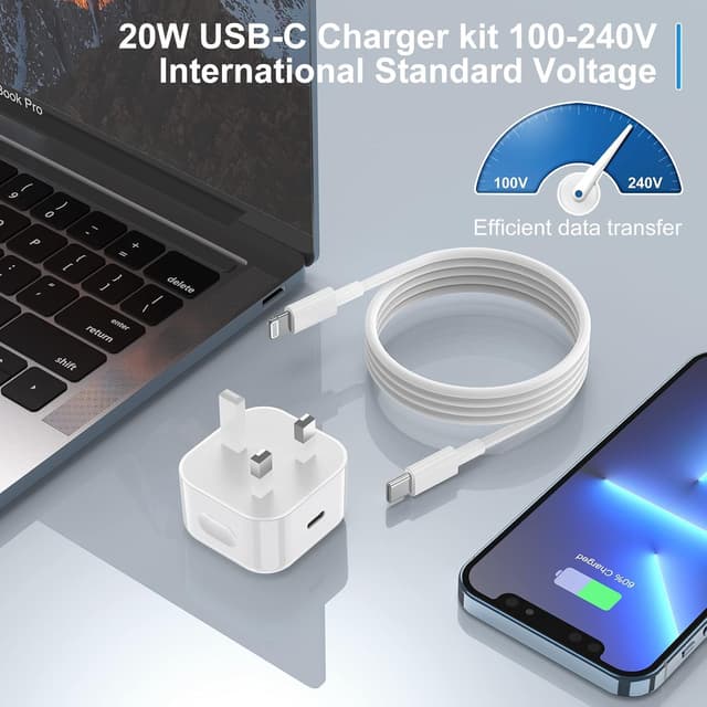 Thumbnail 4 de Apple iPhone Fast Charger 20W with 2m USB‑C to Lightning cable