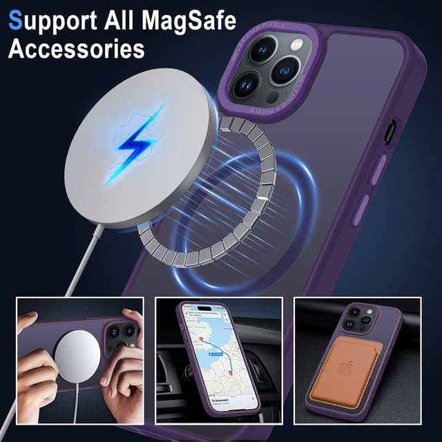 Detalle 2 de Coque iPhone 14 Pro magnétique MagSafe XTCASE – translucide mat violet avec bumper antichoc