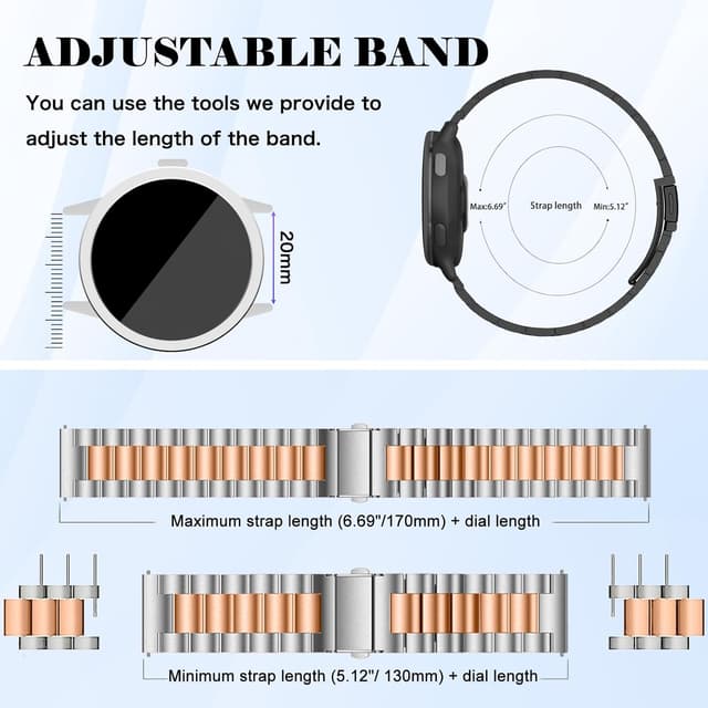 Detalle de 20mm stainless steel metal strap for Garmin