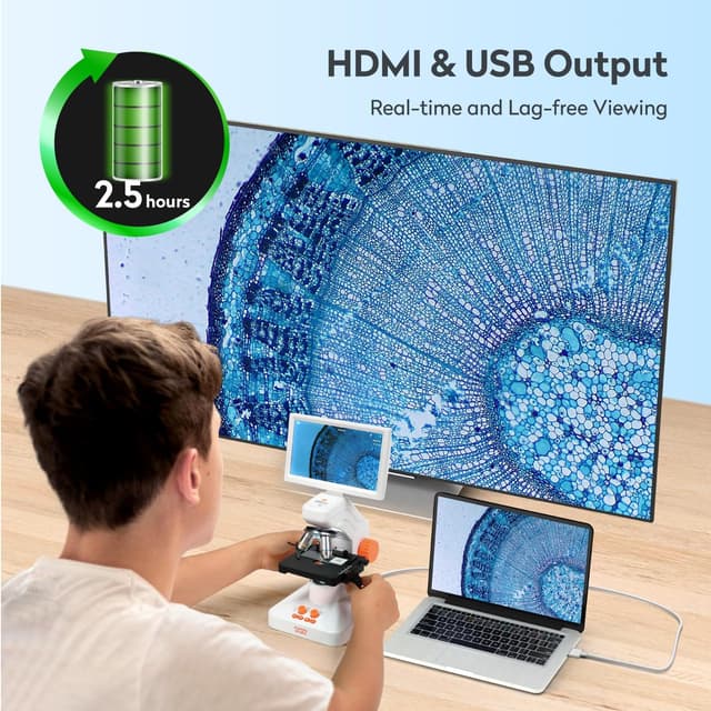 Detalle de MatataStudio MT3-2 digitales HDMI-Mikroskop mit 7-Zoll-USB-LCD, 2 MP CMOS und Foto-/Video-Funktion