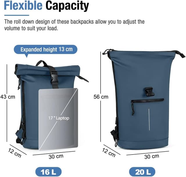 Detalle 2 de Lekeinchi Rolltop Rucksack 17 Zoll