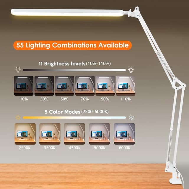 Detalle de BIENSER LED desk lamp with clamp 112 LEDs
