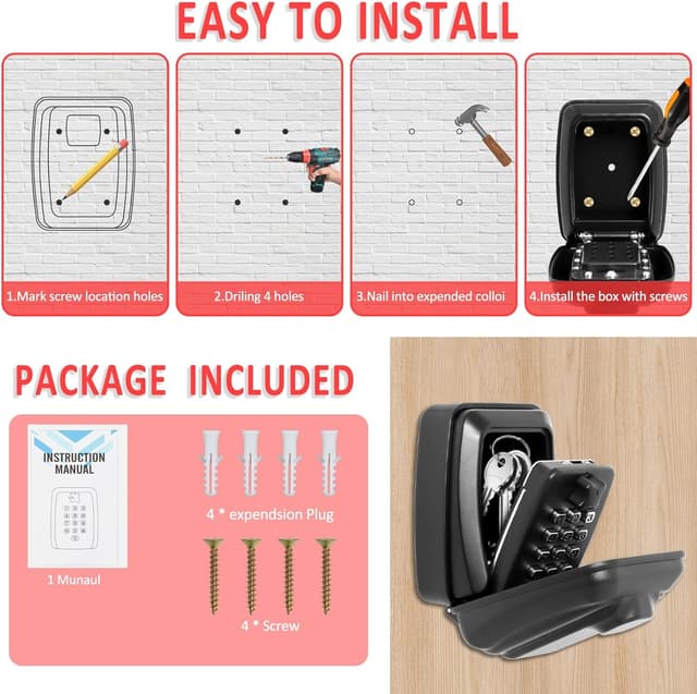 Thumbnail 5 de Gekufa Key Safe Outdoor 12-Digit Lockbox