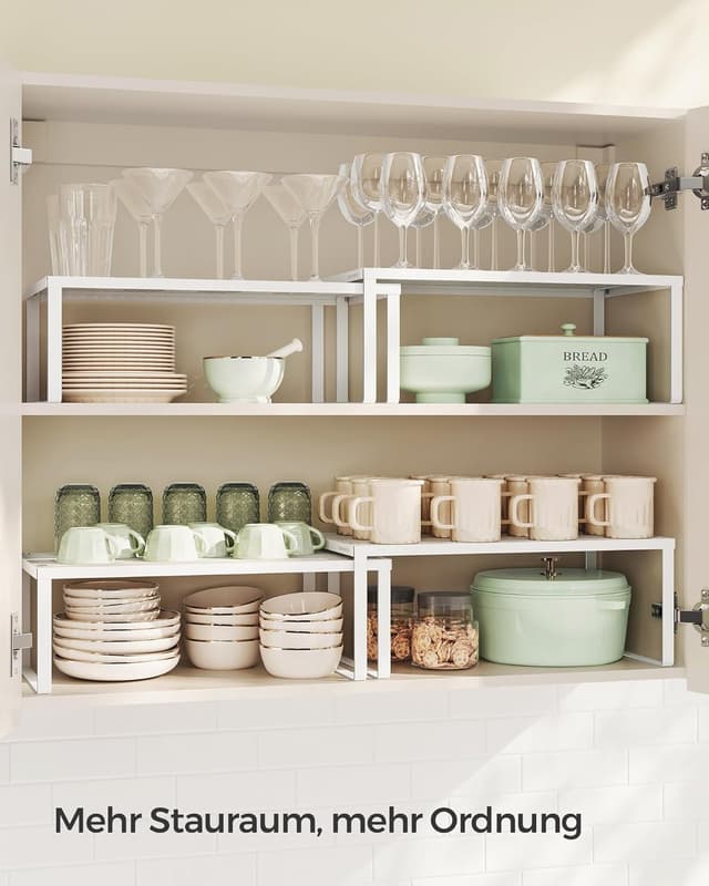 Detalle de SONGMICS Gewürzregal KCS401W01 als 2er-Set – stapelbar, erweiterbar, Metall-Küchen-Organizer