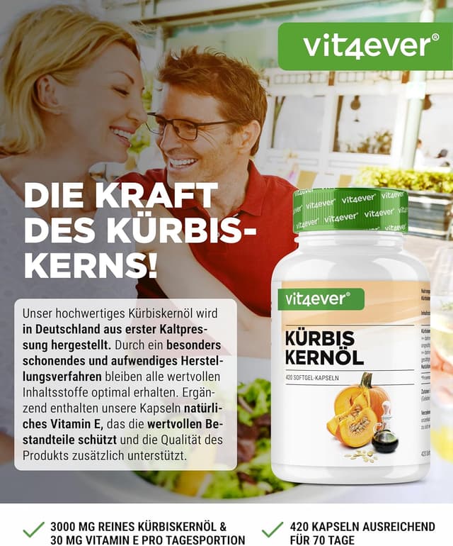 Thumbnail 1 de vit4ever Kürbiskernöl 420 Kapseln