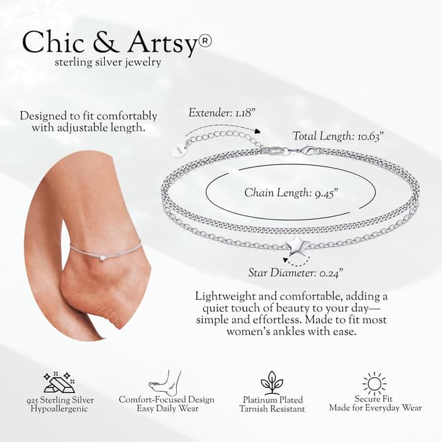 Detalle 1 de CHIC & ARTSY Damen Fußkettchen 28 cm