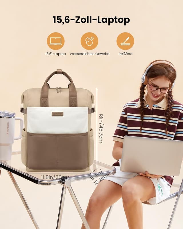 Detalle 2 de LOVEVOOK Rucksack für Laptop 15,6 Zoll
