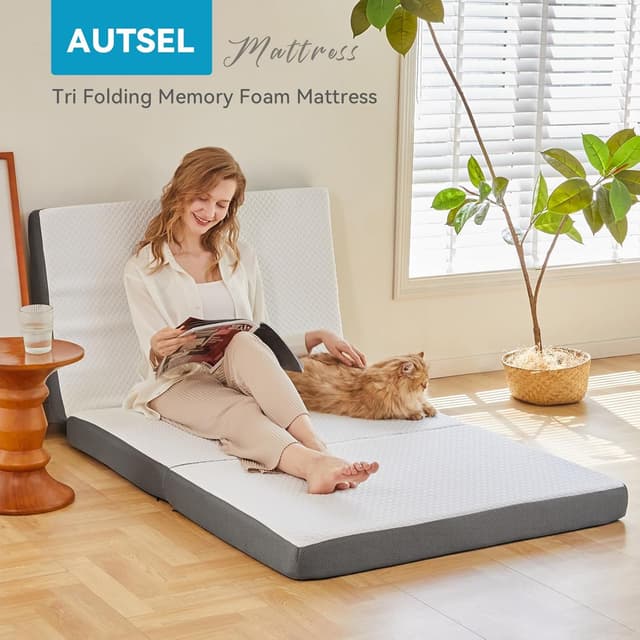 Thumbnail 5 de Autsel Foldable Folding Mattress Single Tri-fold Memory Foam