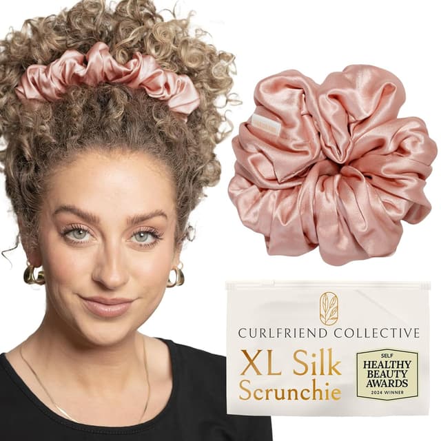 Thumbnail 6 de Curlfriend Collective Silk Scrunchies for Women (XL Mulberry Silk Ponytail Holders) – Black